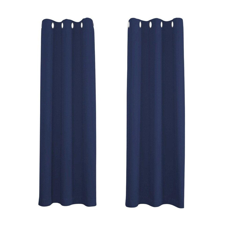 image 1 of Midnight Blackout Curtains - Navy Blue Thermal Eyelet - 46 x 63 Drop - 2 Panel Blue