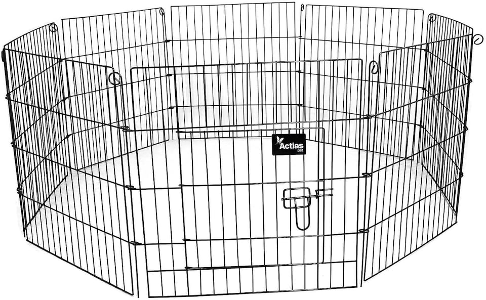 image 1 of Actiaspet Black Metal Drop Pin Play Pen Available in 4 Different Sizes (Black, Small, 8)