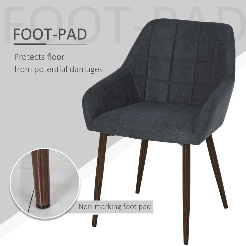 image 1 of HOMCOM 2 Pieces Dining Chair with Sponge Padding Metal Leg Home Office