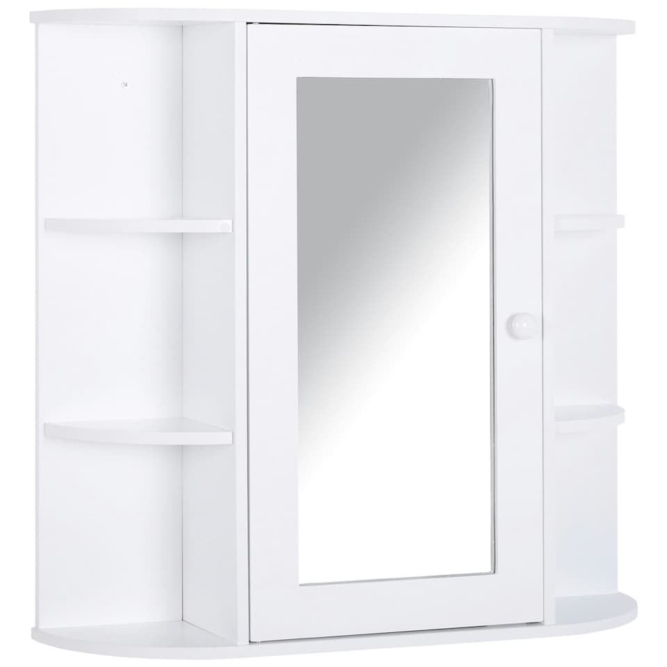image 1 of HOMCOM Wall Mounted Bathroom Cabinet w/ Mirror Single Door Storage Shelves