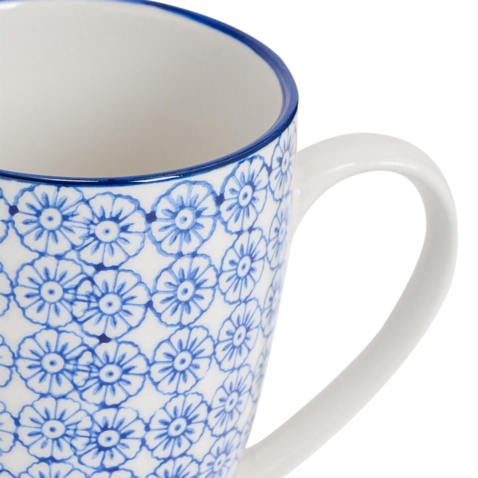image 1 of Nicola Spring Nicola Spring Hand-Printed Mug - 330ml - Navy - Pack of 6 | Blue | Blue | 6