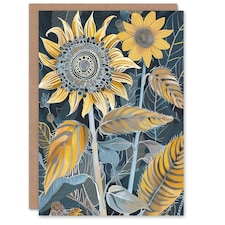 Mandala Bloom Sunflower Botanical Nature Lover Floral Him Her Birthday Card