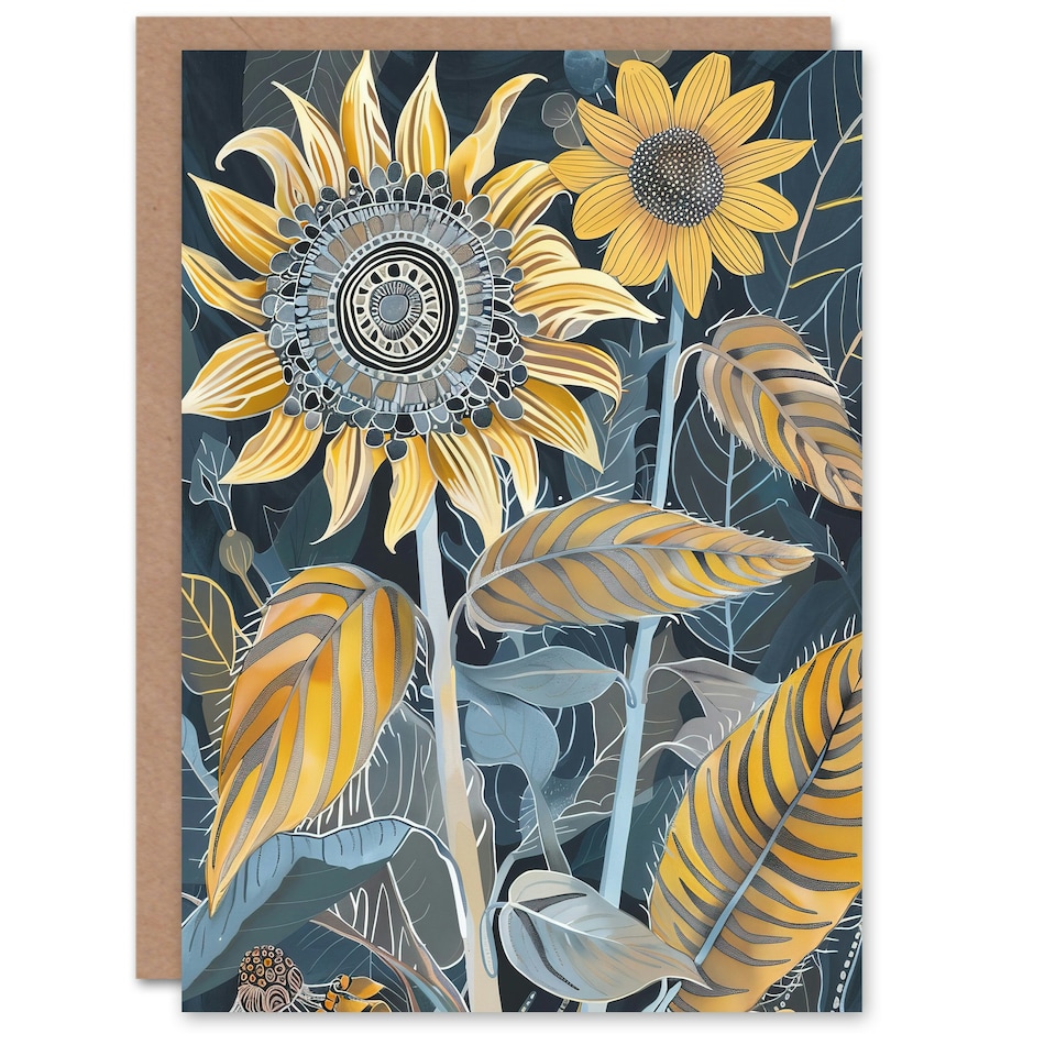 image 1 of Mandala Bloom Sunflower Botanical Nature Lover Floral Him Her Birthday Card