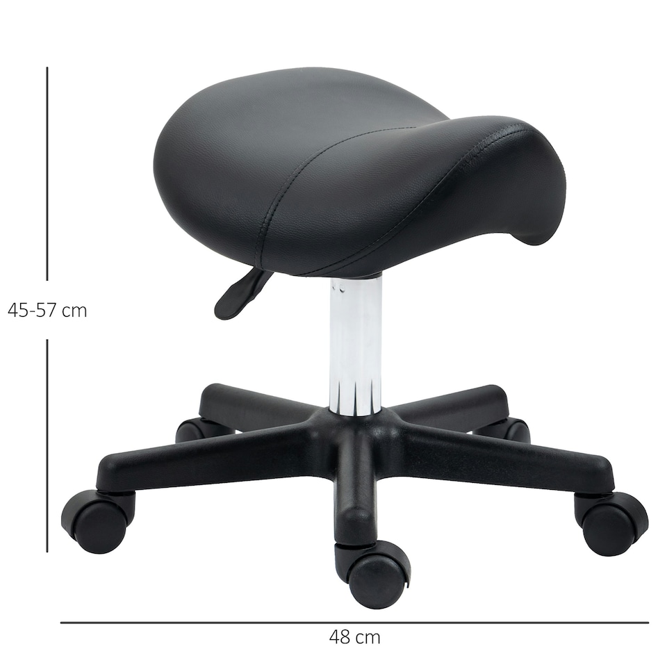 image 1 of HOMCOM Saddle Stool Adjustable Rolling Salon Chair for Massage Spa Beauty Black