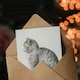image 3 of Jean Bernard Art Card Sitting Smiling Cat Pencil Drawing