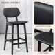 image 5 of HOMCOM Bar Stools Set of 2, Breakfast Bar Chairs, PU Leather Upholstered Kitchen Stools with Backs, Footrests and Solid Wood Legs, Black