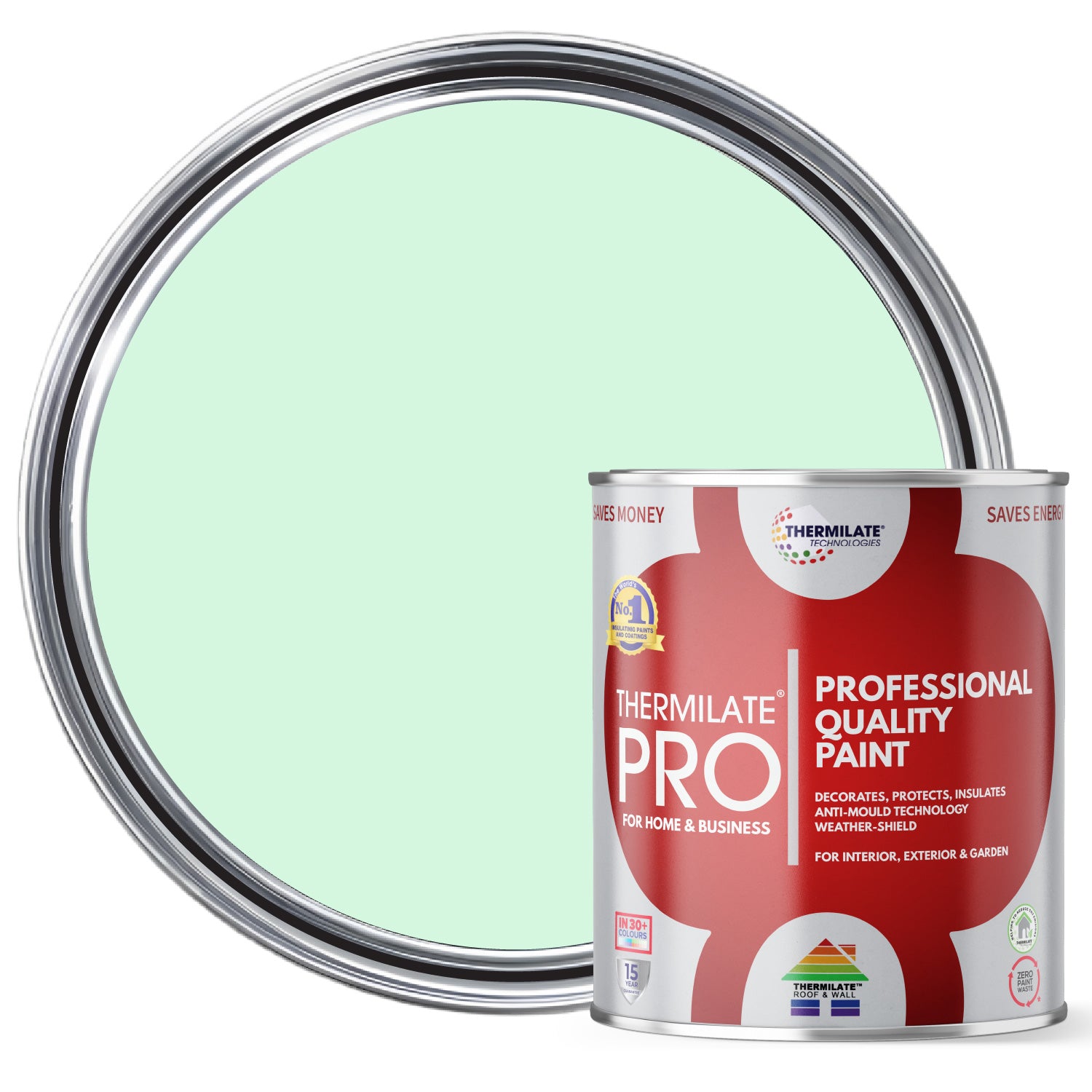 Thermilate PRO FLEX Interior & Exterior Paint - Multi-Surface Paint & Primer - All-in-One - Pistachio White - 1L - Matt