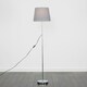 image 2 of ValueLights Charlie Chrome Floor Lamp Grey Taper Shade & Bulb Grey