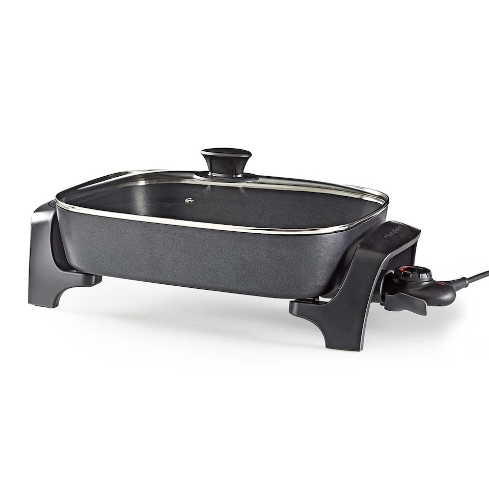 image 1 of Nedis Electric Skillet Frying Pan, Non-Stick 40cm Multicooker with Cool Touch Handles and Thick Cast Aluminium Body, 2200W