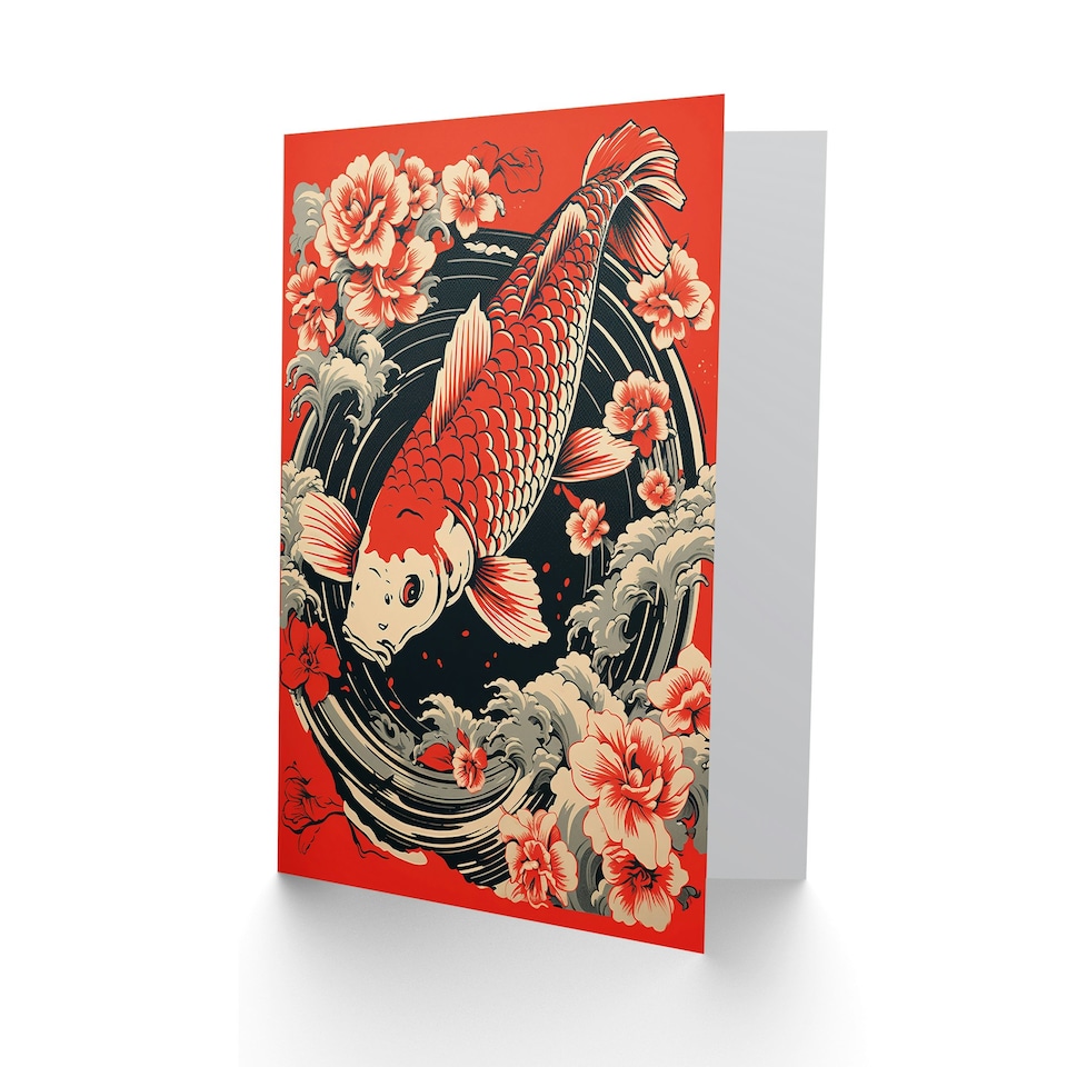 image 1 of Koi Fish Japanese Floral Birthday Her Wife Card