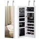 image 1 of HOMCOM Hanging Mirrored Jewel Storage Cabinet with Lock LED White