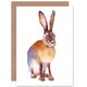 image 1 of Hare Woodland Rabbit Bright Animal Watercolour Art Card