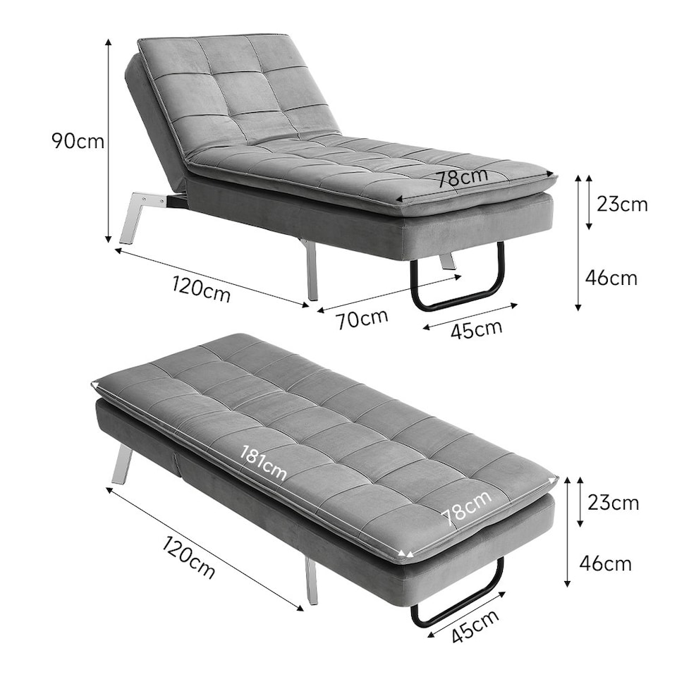 image 1 of Living and Home Fabric Upholstered Chaise Lounge Chair
