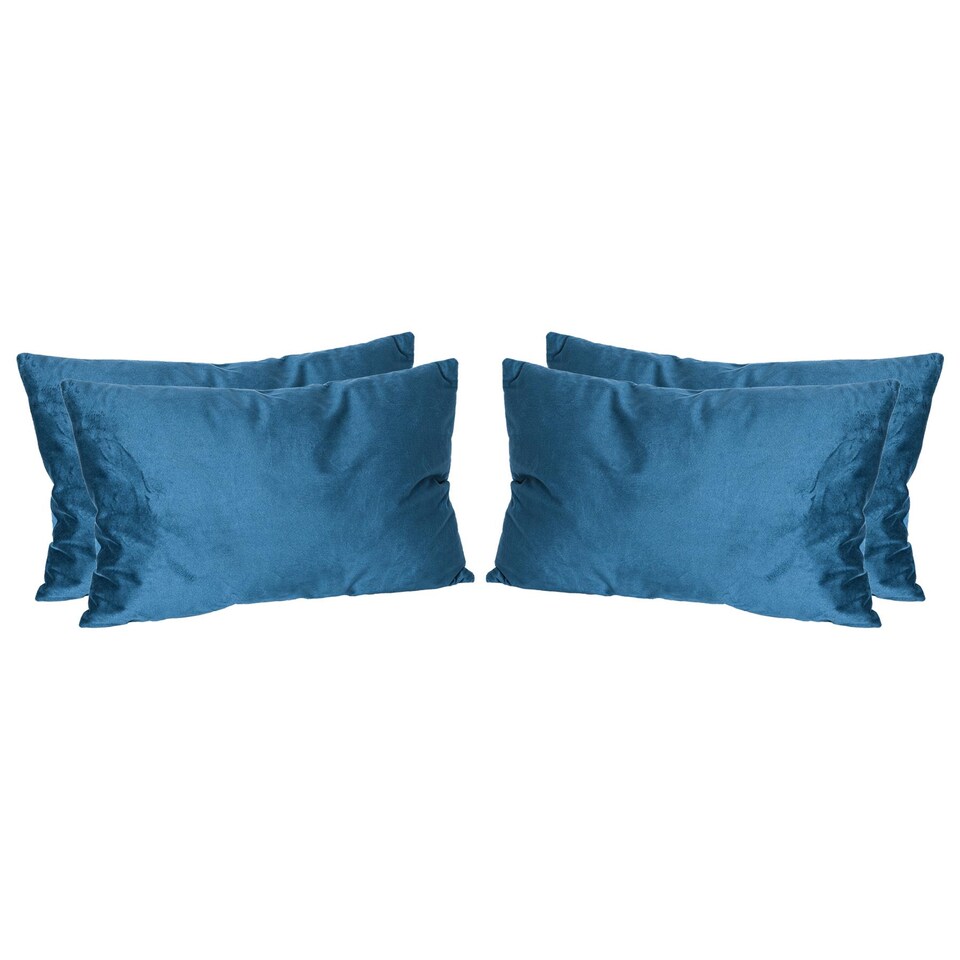 image 1 of Nicola Spring Rectangle Velvet Cushions - 60cm x 40cm - Blue - Pack of 4 | Blue | Blue