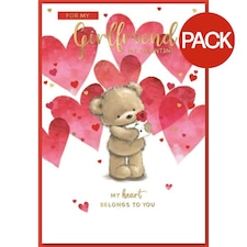 Simon Elvin Girlfriend Hearts Valentine Greetings Card (Pack of 6) - White/Red/Pink - One Size