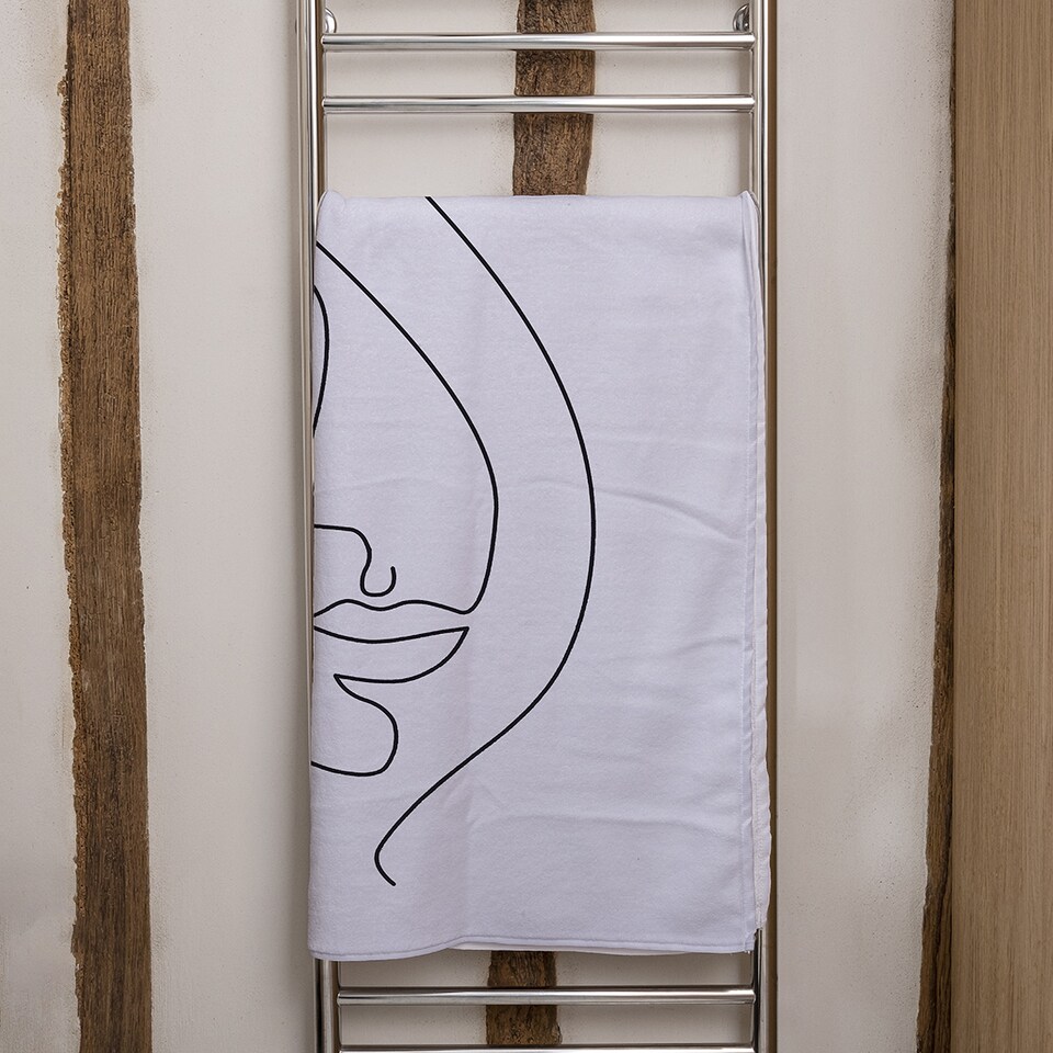 image 1 of Line Face drawing Designer Bath Towel | Multi