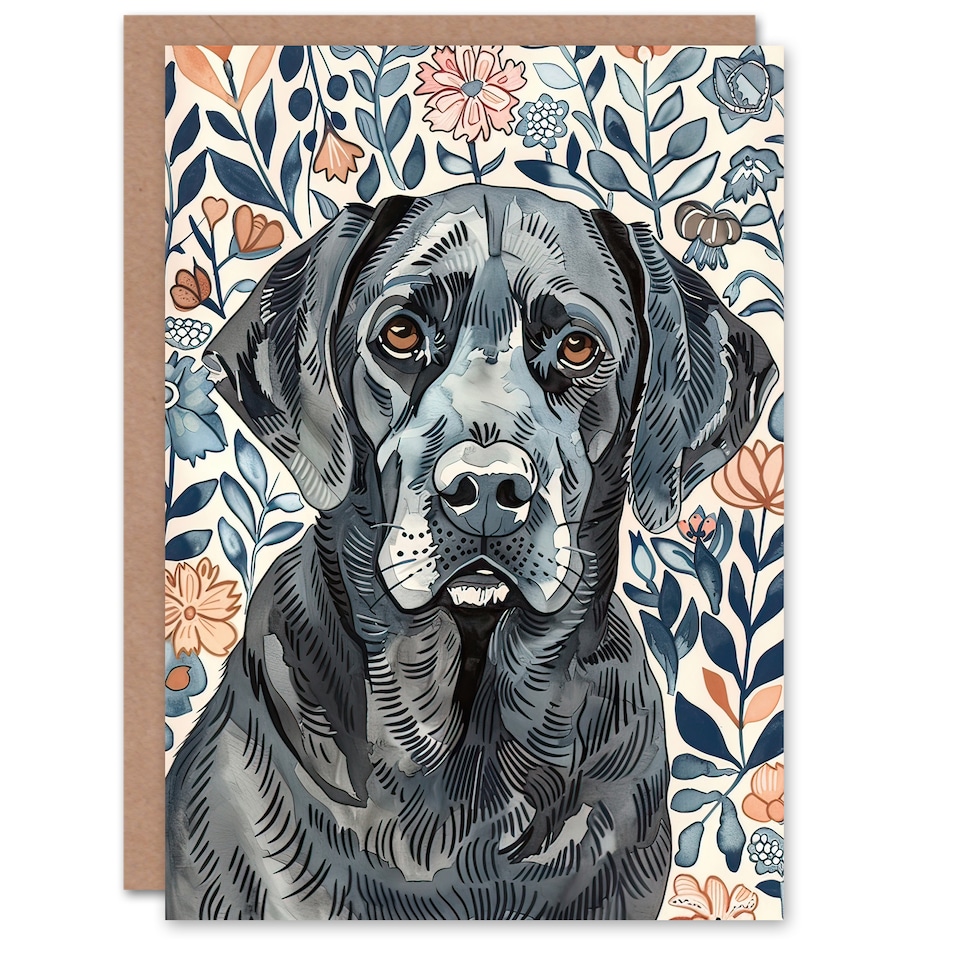 image 1 of Greeting Card Dog Lover Labrador Retriever Floral Watercolour Birthday