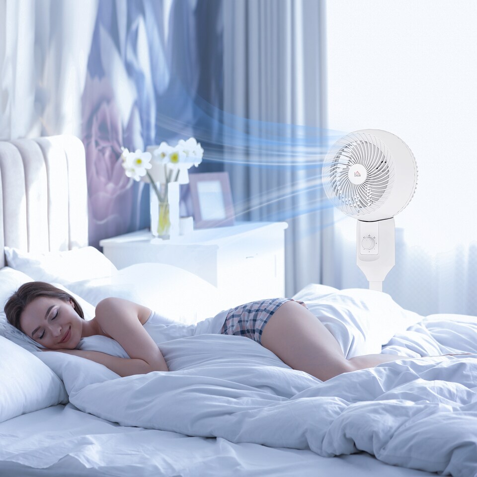 image 1 of HOMCOM 9 Pedestal Fan, 70 Oscillation 90 Vertical Tilt Oscillating Air Circulator with 3 Speeds, Standing Fan for Home Office, Bedroom, White