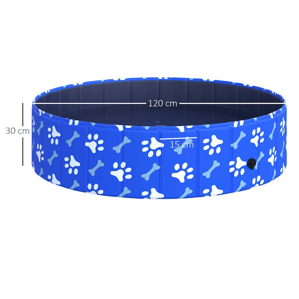image 1 of PawHut Dog Swimming Pool Foldable Pet Bathing Shower Tub Padding Pool Φ120cm L