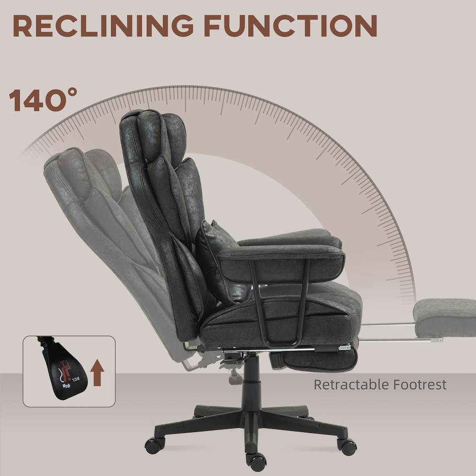 image 1 of HOMCOM Office Chair, Ergonomic Desk Chair with Foot Rest, Black Black