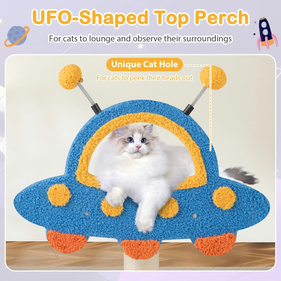 image 1 of COSTWAY 4-Level Cat Tree Tower Activity Center UFO-Shaped