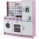 image 1 of COSTWAY Pretend Play Kitchen Kids Wooden Toy Set Kitchen Accessory Playset Pink