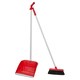 image 1 of Long Handled Upright Indoor Plastic Dustpan & Floor Brush Sweeper Cleaning Set | Red | Red