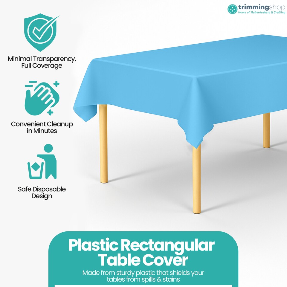 image 1 of Disposable Plastic Table Cover, Table Liner - 54" x 72"