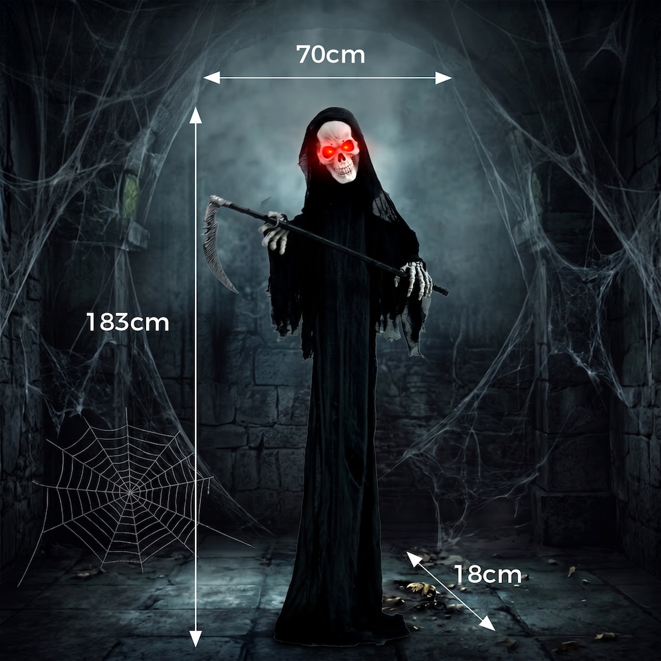 image 1 of HOMCOM 72"/183cm Life Size Animated Grim Reaper Halloween Decoration