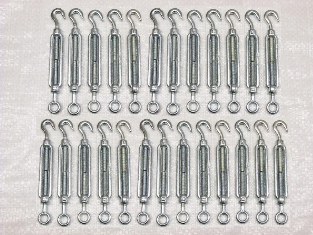 Galvanised Forged Straining Screw Hook Eye M32 X25 (Caravan Turnbuckle Open Body)