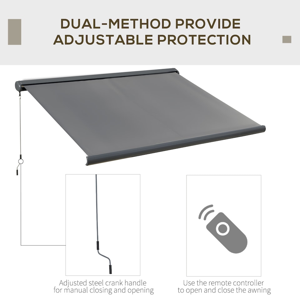 image 1 of Outsunny DIY Retractable Canopy with Remote Controller for Patio, Grey | Grey | 1