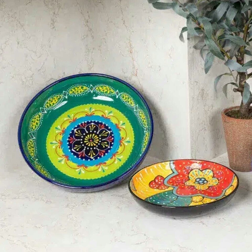 image 1 of Verano Spanish Ceramics Classic Spanish Large Bowl - 30cm Orange/Green Orange | Green