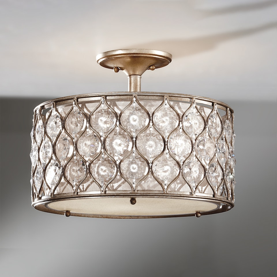 image 1 of Lucia 3 Light Semi Flush Ceiling Light Burnished Silver, E27