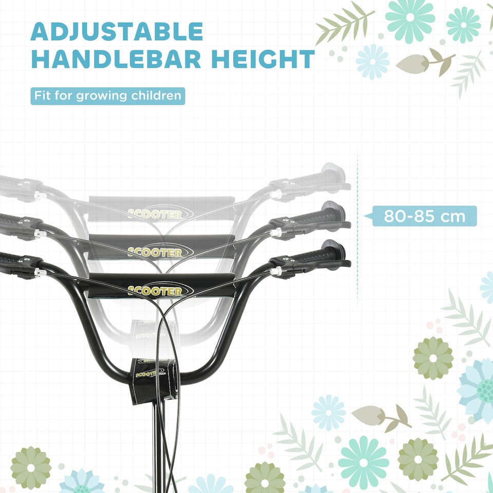 image 1 of HOMCOM Kids Stunt Scooter with 12" Rubber Tyres, Adjustable Handlebar, White