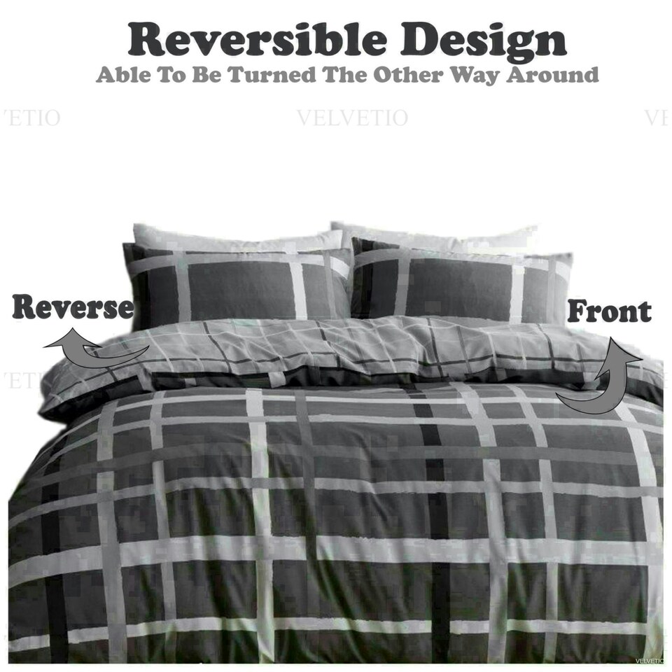 image 1 of Happy Daze Printed Duvet Cover Set Reversible Polycotton Beddings Grey | Single