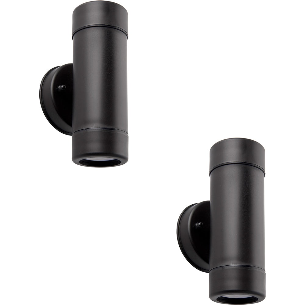 Loops 2 PACK Up & Down Twin Outdoor Downlight - Dimmable 2 x 7W GU10 LED - Black