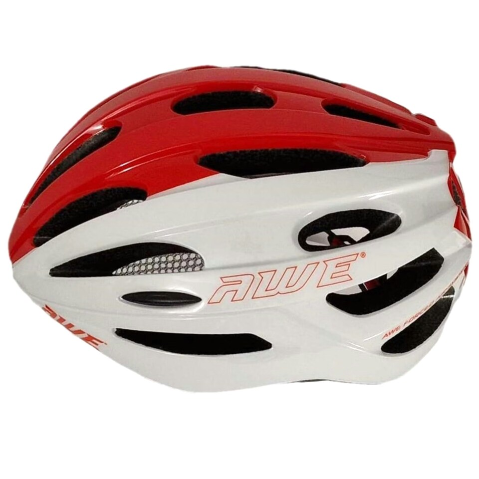 image 1 of AWE AweSprint In Mould Adult Bike Helmet White/Red 58-61cm Crash Guarantee* | White | Red