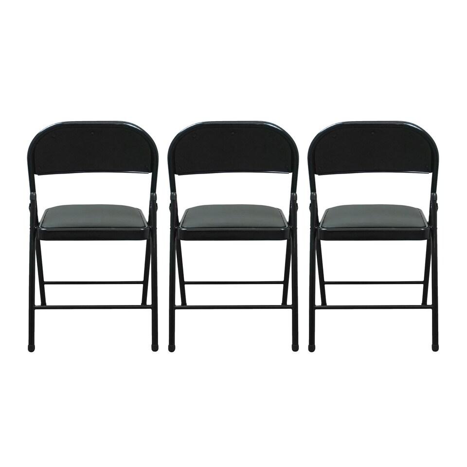 image 1 of TekBox 3x Folding Faux Leather Chairs