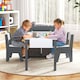 image 10 of COSTWAY Kids Art Table and Chairs Set with 2 Chairs Grey