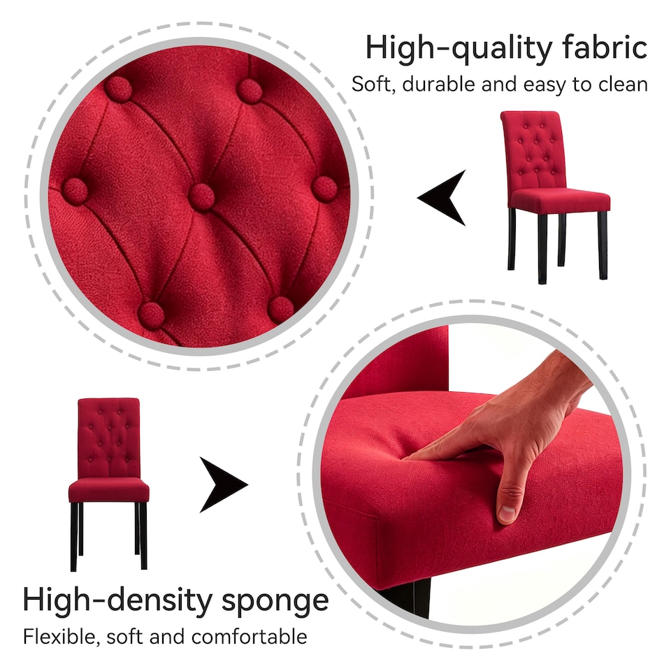 image 1 of MCC Direct Set of 2 Fabric Linen Button Back Kitchen Dining Chairs