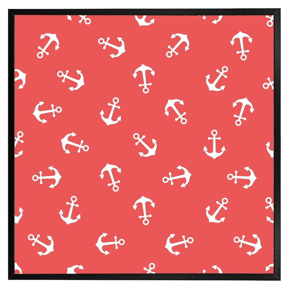 image 1 of Anchors on red background (Picutre Frame) Brown | Oak | L