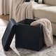 image 2 of OHS Matte Velvet Soft Foldable Cube Footstool Seat Storage Organiser Ottoman Black