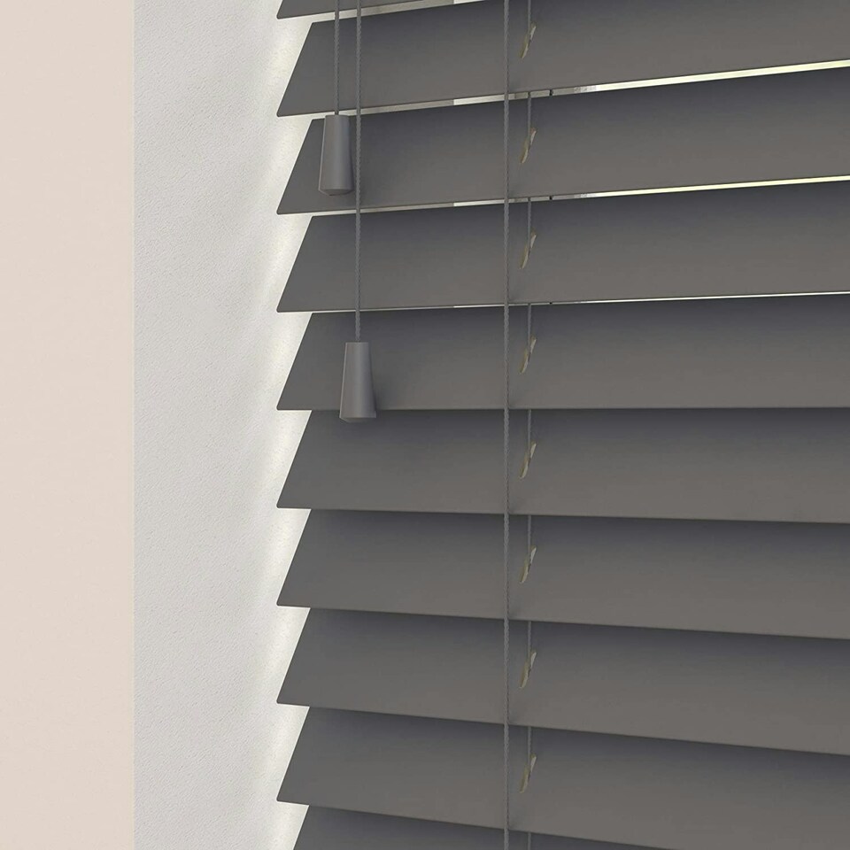 image 1 of 225cm Anchor Grey Wooden Venetian Blinds With Strings (130cm drop) | Grey | Grey