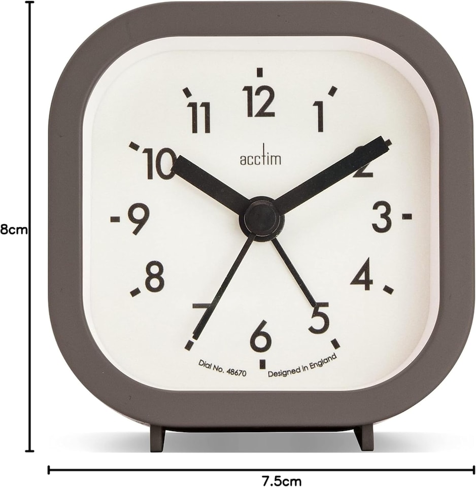 image 1 of Acctim Robyn Mini Bedside Alarm Clock | Grey | Grey