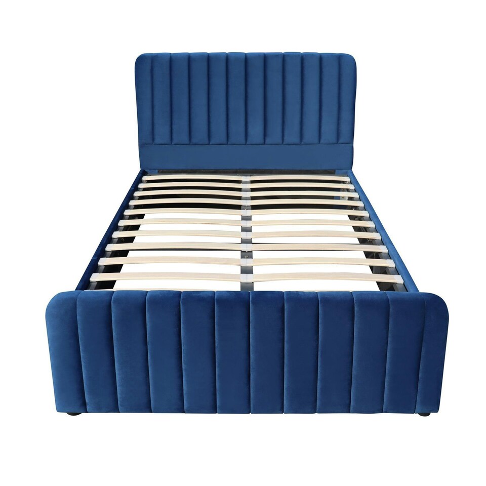image 1 of Ottoman Storage Bed blue 4ft6 Big Double velvet bed gas lift up Storage Bed and 1 Mattress bedroom furniture