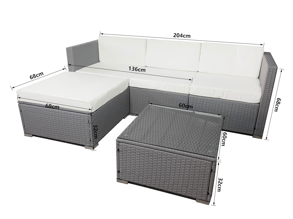 image 1 of MCC Direct Rattan Corner Sofa Chair and Table Outdoor Patio Garden Furniture set Rupert