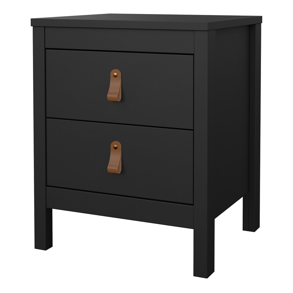 image 1 of Barcelona Bedside Table 2 Drawers in Matt Black