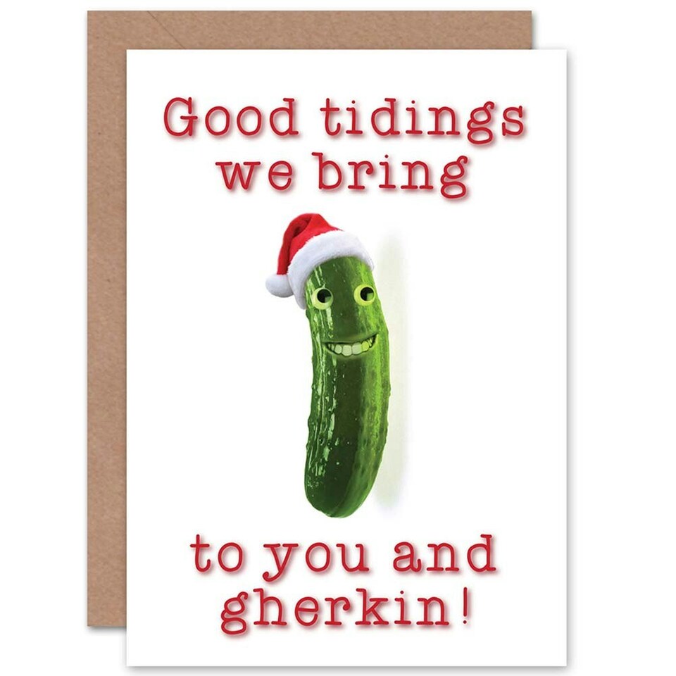 image 1 of Xmas Merry Gherkin Tidings Present Christmas Card
