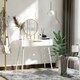 image 4 of HOMCOM Modern Dressing Table w/ 2 Drawers Round Mirror for Bedroom White