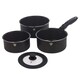 image 6 of Aluminium Induction Stackable Space Saving Pots Frying Pan Set Detachable Handle | Black | Matt Black- 4 Pcs Saucepans with Lid